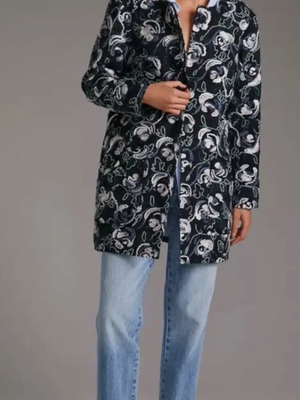 NEW -  Anthropologie HUTCH Floral Embroidered Gilmore Girls Style Coat, Size XL